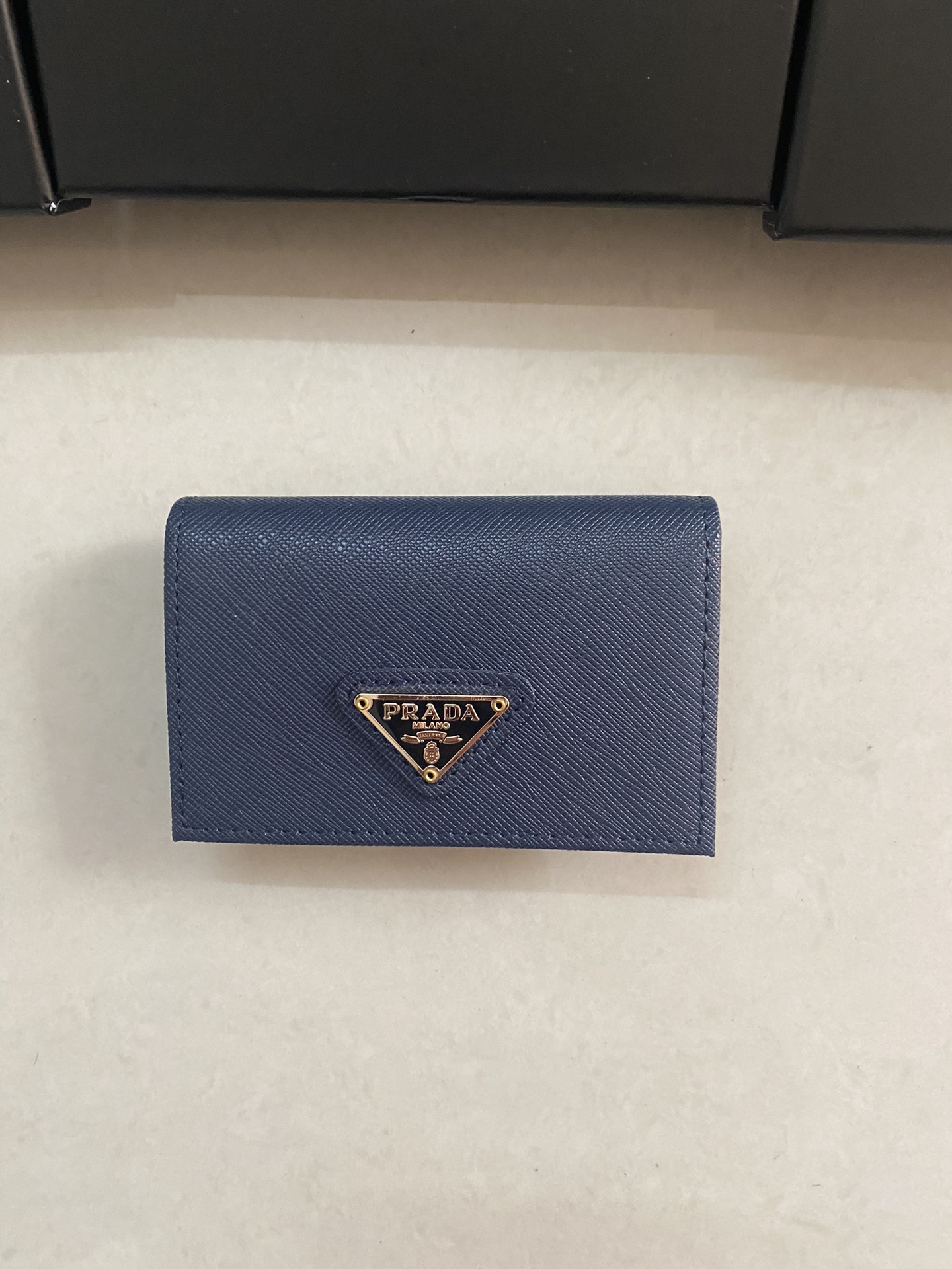 PRADA メンズ カードケース 宝蓝色 高級牛皮製