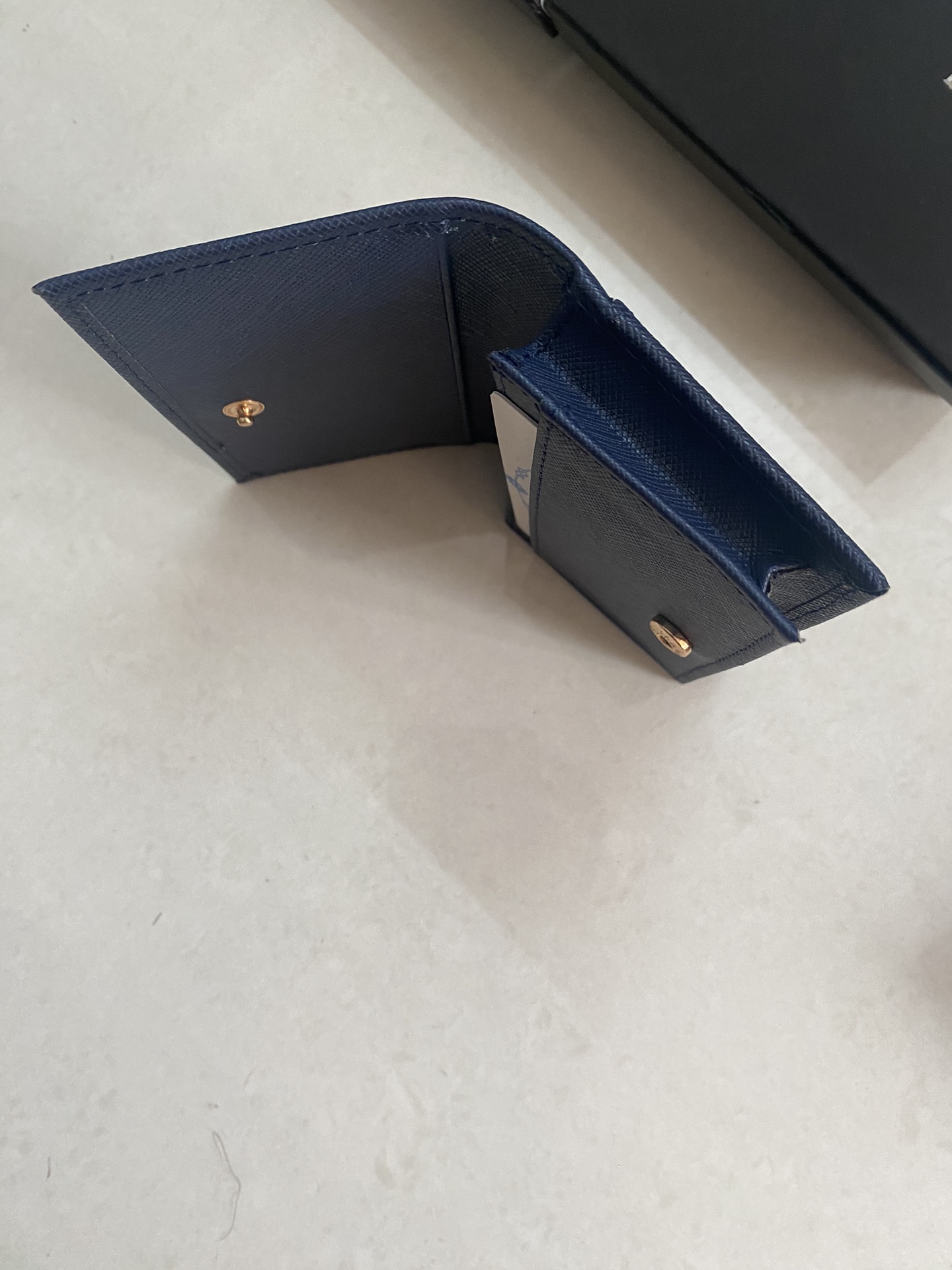 PRADA メンズ カードケース 宝蓝色 高級牛皮製