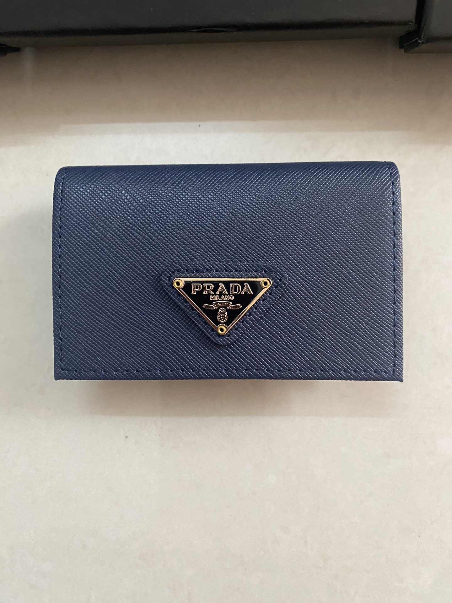 PRADA メンズ カードケース 宝蓝色 高級牛皮製