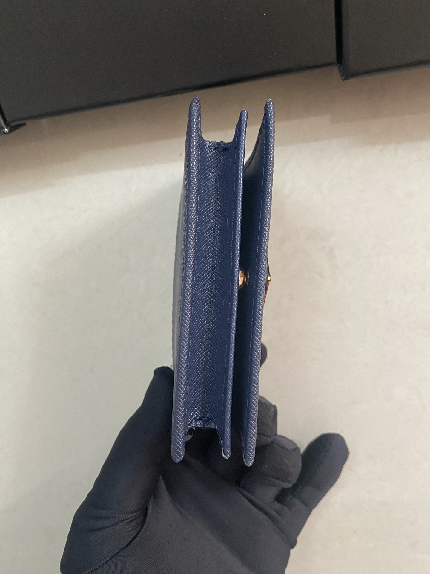 PRADA メンズ カードケース 宝蓝色 高級牛皮製