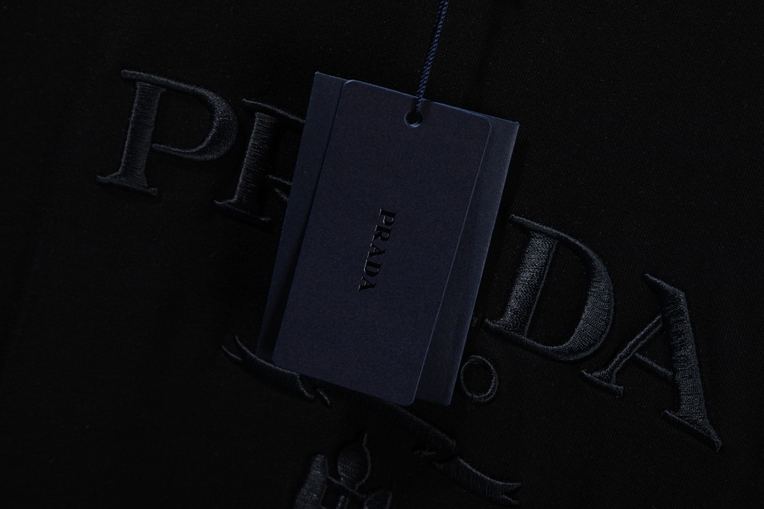 Prada PRADA普拉达2024ss新款字母logo光线立体刺绣短袖T恤