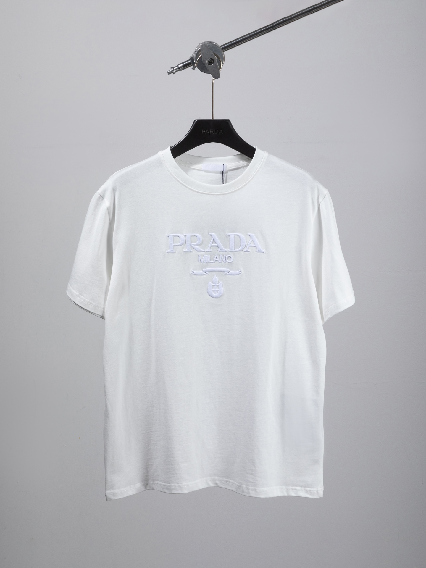 Prada PRADA普拉达2024ss新款字母logo光线立体刺绣短袖T恤
