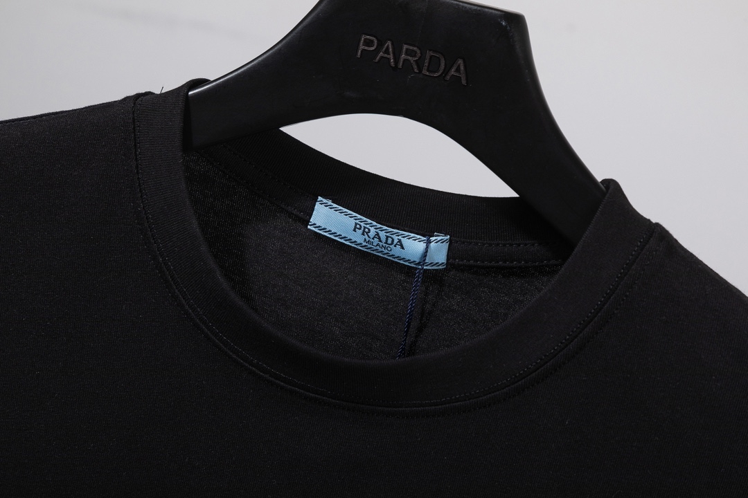 Prada PRADA普拉达2024ss新款皇冠字母logo刺绣短袖T恤