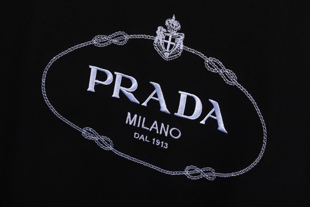 Prada PRADA普拉达2024ss新款皇冠字母logo刺绣短袖T恤