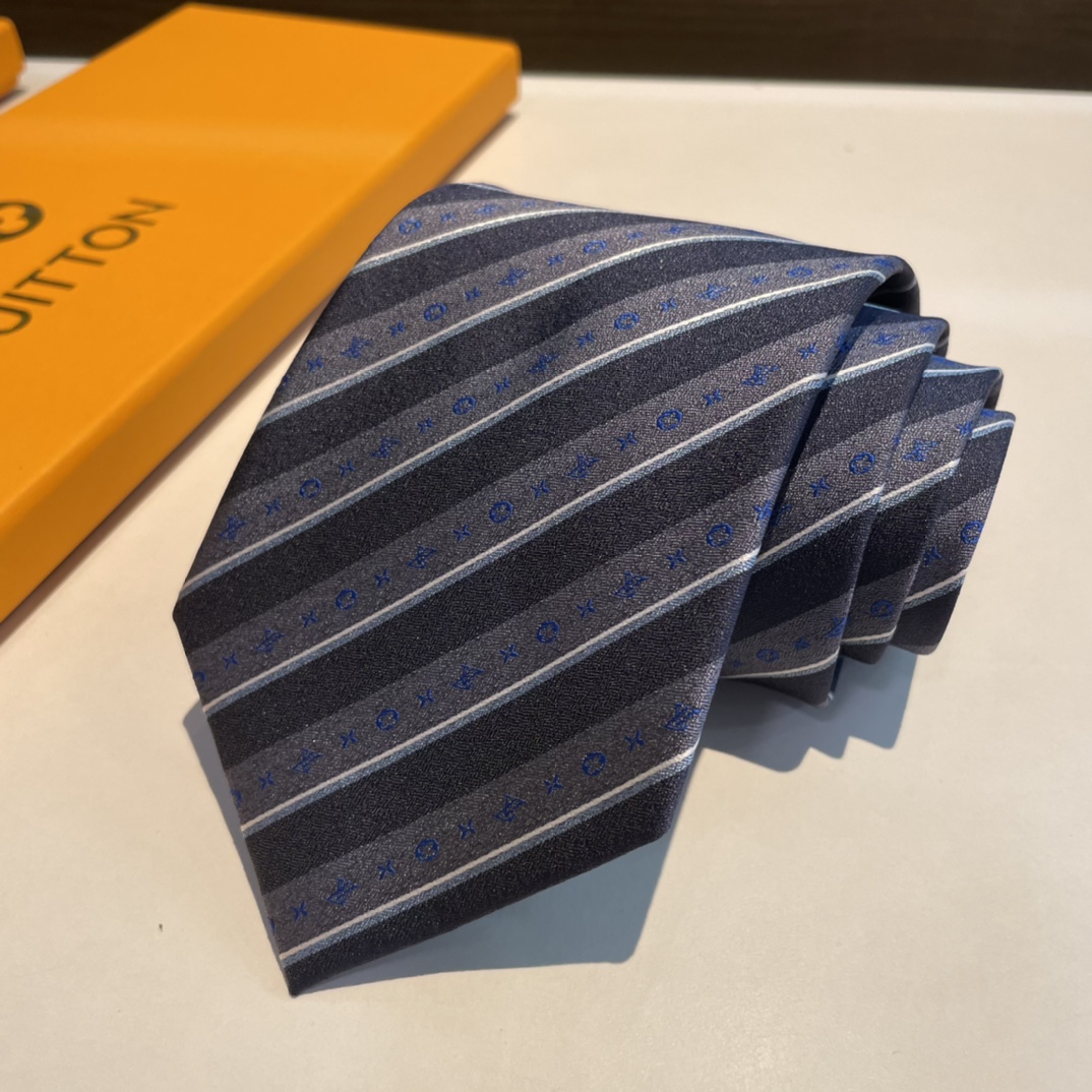 特价配包装专柜同歩精致的小Logo提花低调奢华大气的配色这款领带将Lv标志性的Damier图案以同色调手