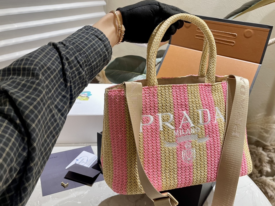 Prada Handbags Crossbody & Shoulder Bags Tote Bags Weave Fashion