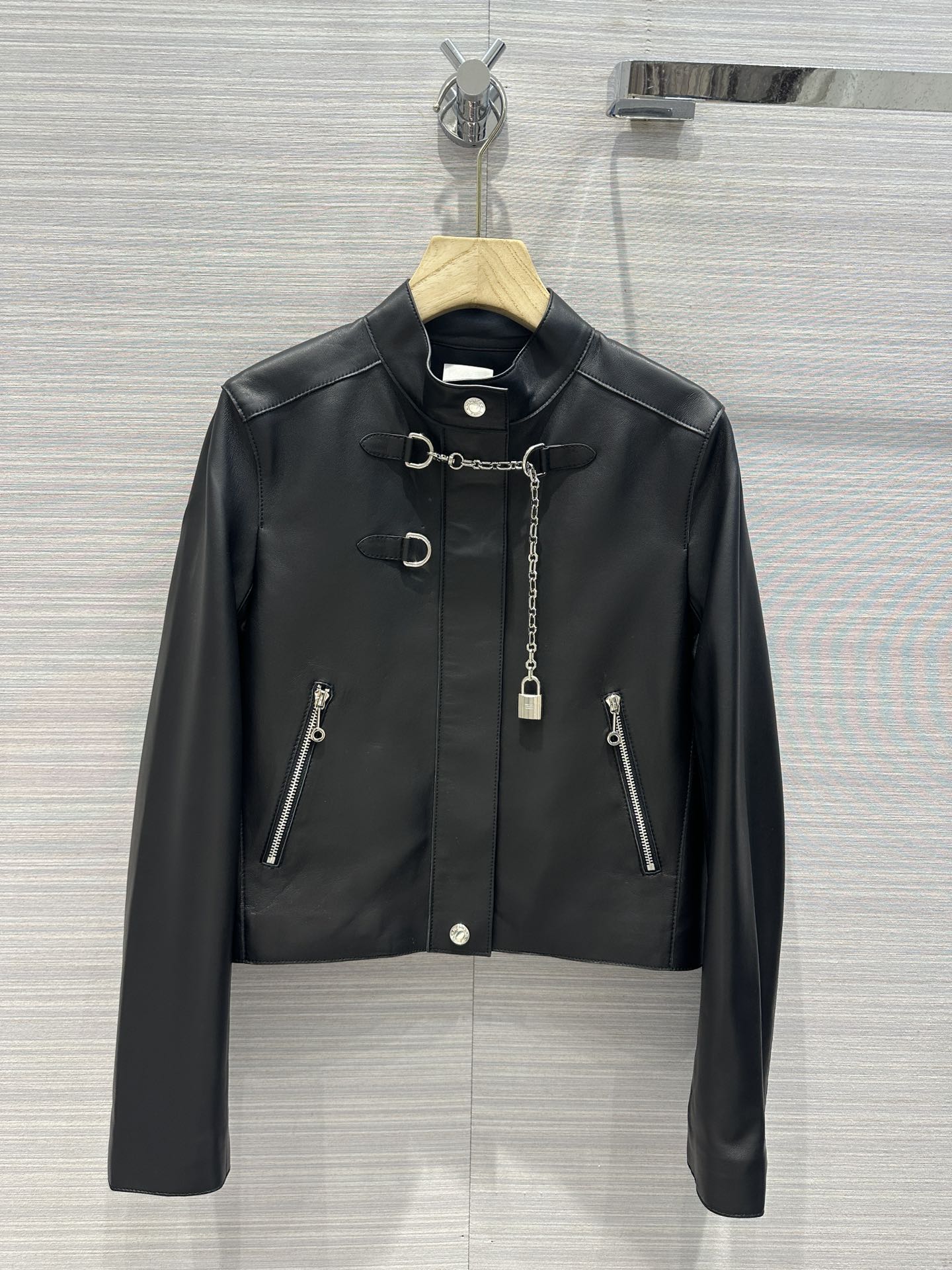 Hermes Clothing Coats & Jackets Black White Lambskin Sheepskin Spring/Summer Collection Chains