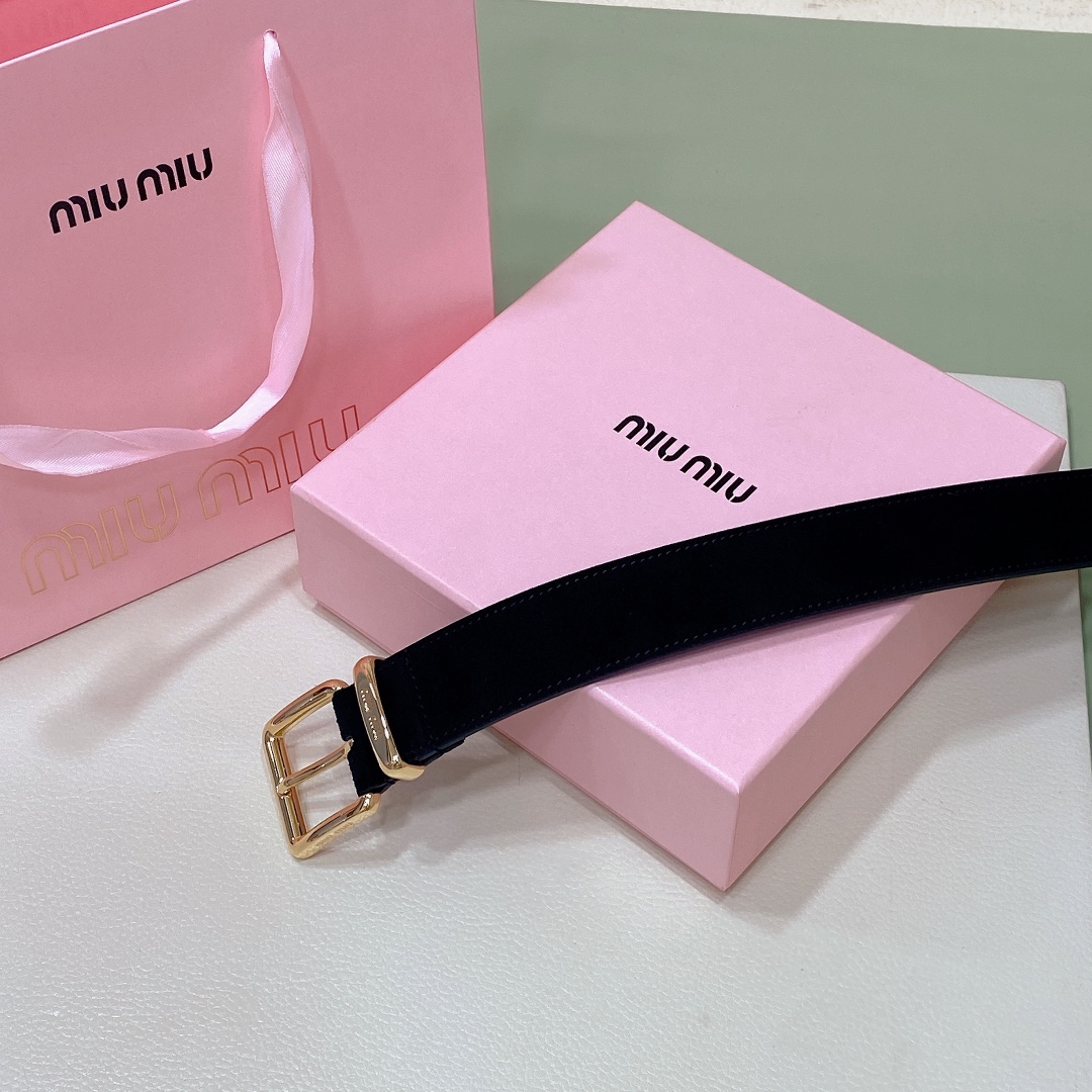 [Miu Miu Belts]A24 Miumiu23 metal buckle. Belt ring decorated with laser engra