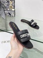 Dior Shoes Slippers Embroidery Cowhide Genuine Leather Spring/Summer Collection