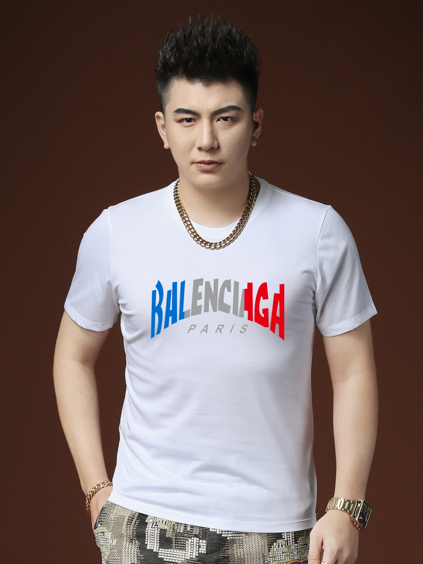 Balenciaga Clothing T-Shirt Men Cotton Mercerized Spring/Summer Collection Short Sleeve