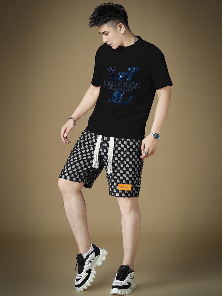 Louis Vuitton Clothing Shorts T-Shirt Two Piece Outfits & Matching Sets Men Summer Collection Fashion Short Sleeve