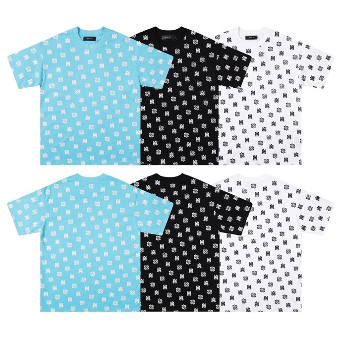 Pydwse，Amiri·埃米尔春夏新款标志圆领T恤高街男女同款款式经典字母短袖，zldbd克双纱，码数： S-XL