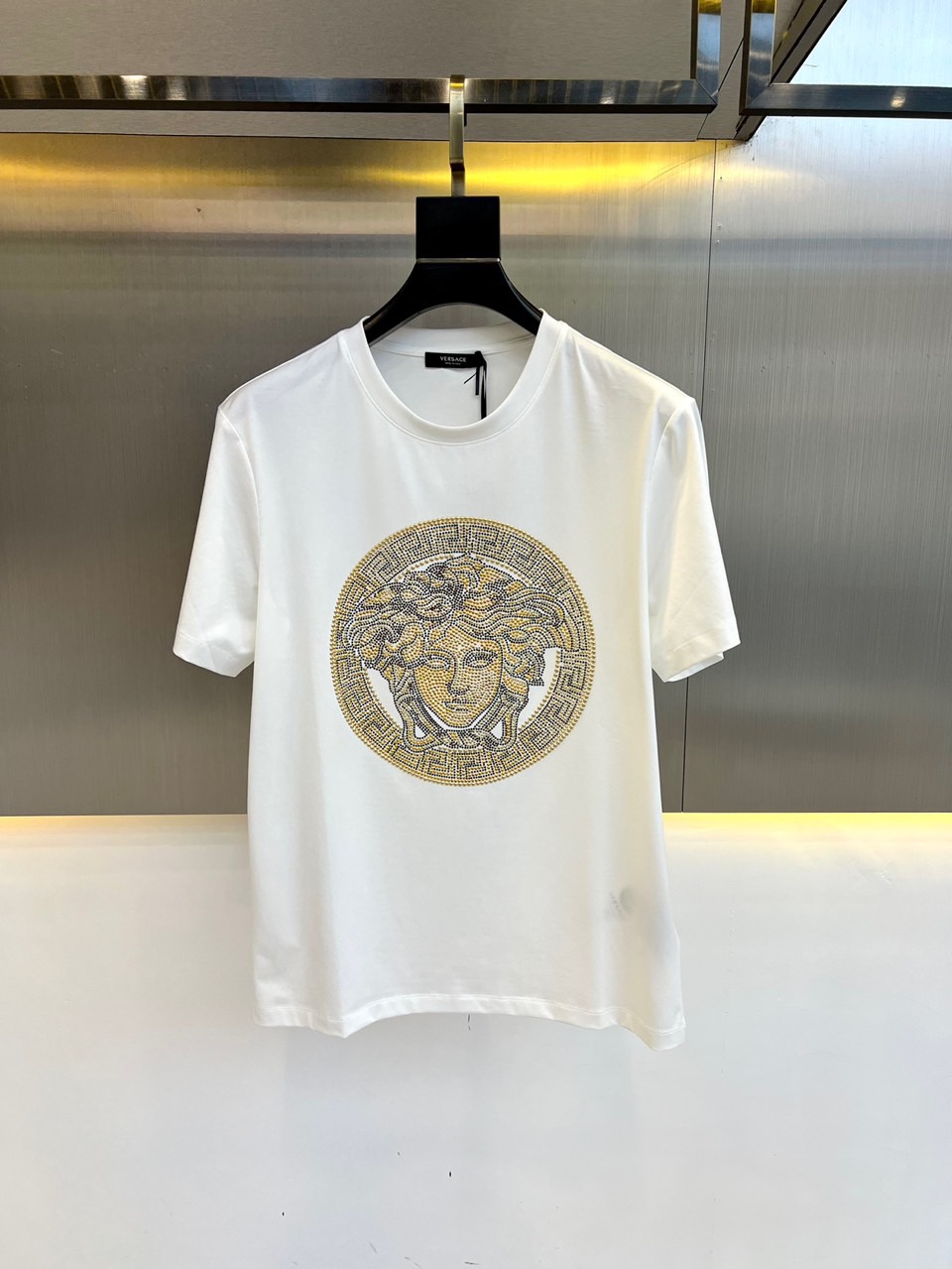 Versace Kleidung T-Shirt Spleißen Baumwolle Kurzarm