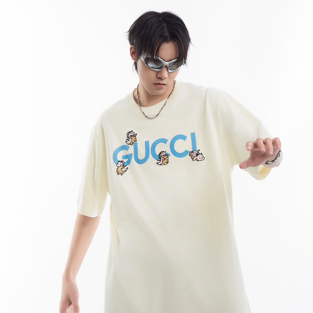 Gucci Odzież T-Shirt Hafty Krótki rękaw