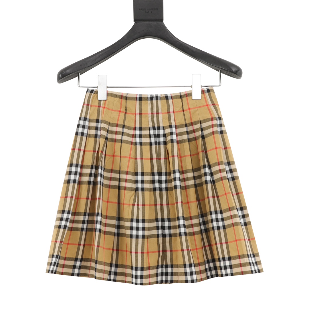 Falda clásica de empalme a cuadros de Burberry/Burberry. La tela está hecha de tela de sarga pequeña de doble tejido, c…