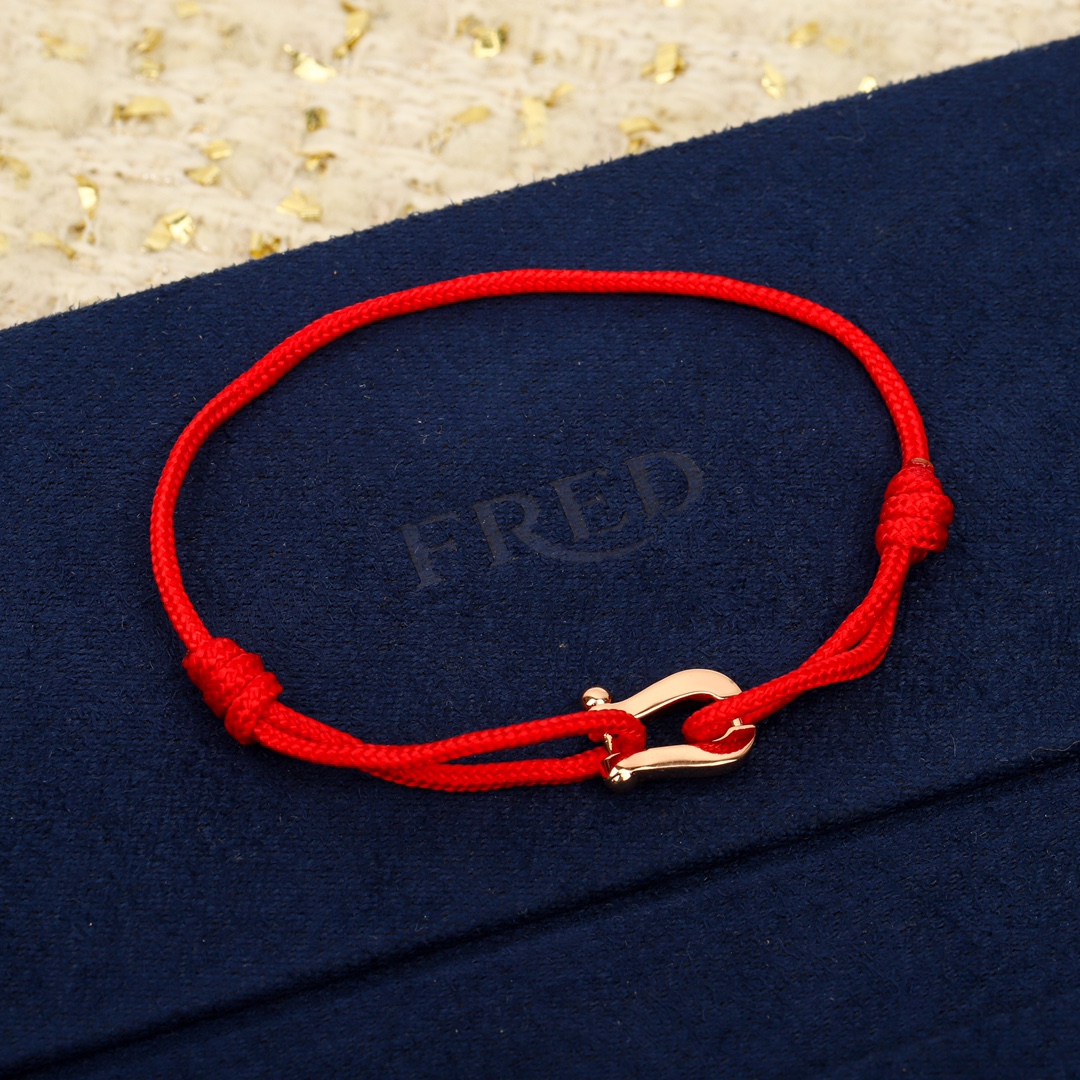 [Niche Series Jewelry]210462 [Our Product] Horseshoe Red Rope Real gold diamon