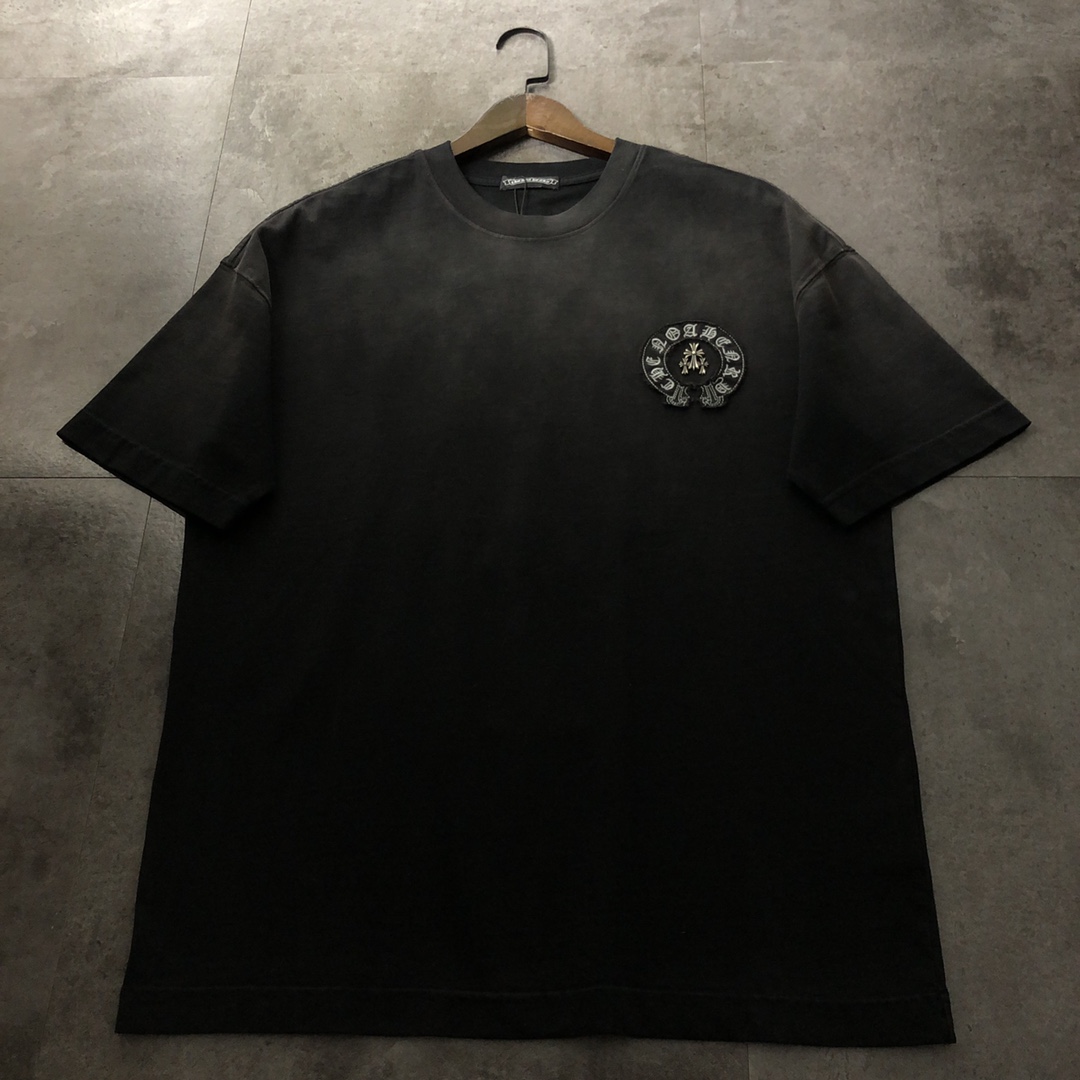 Chrome Hearts Kleidung T-Shirt Schwarz Grau Unisex Gekämmte Baumwolle Kurzarm