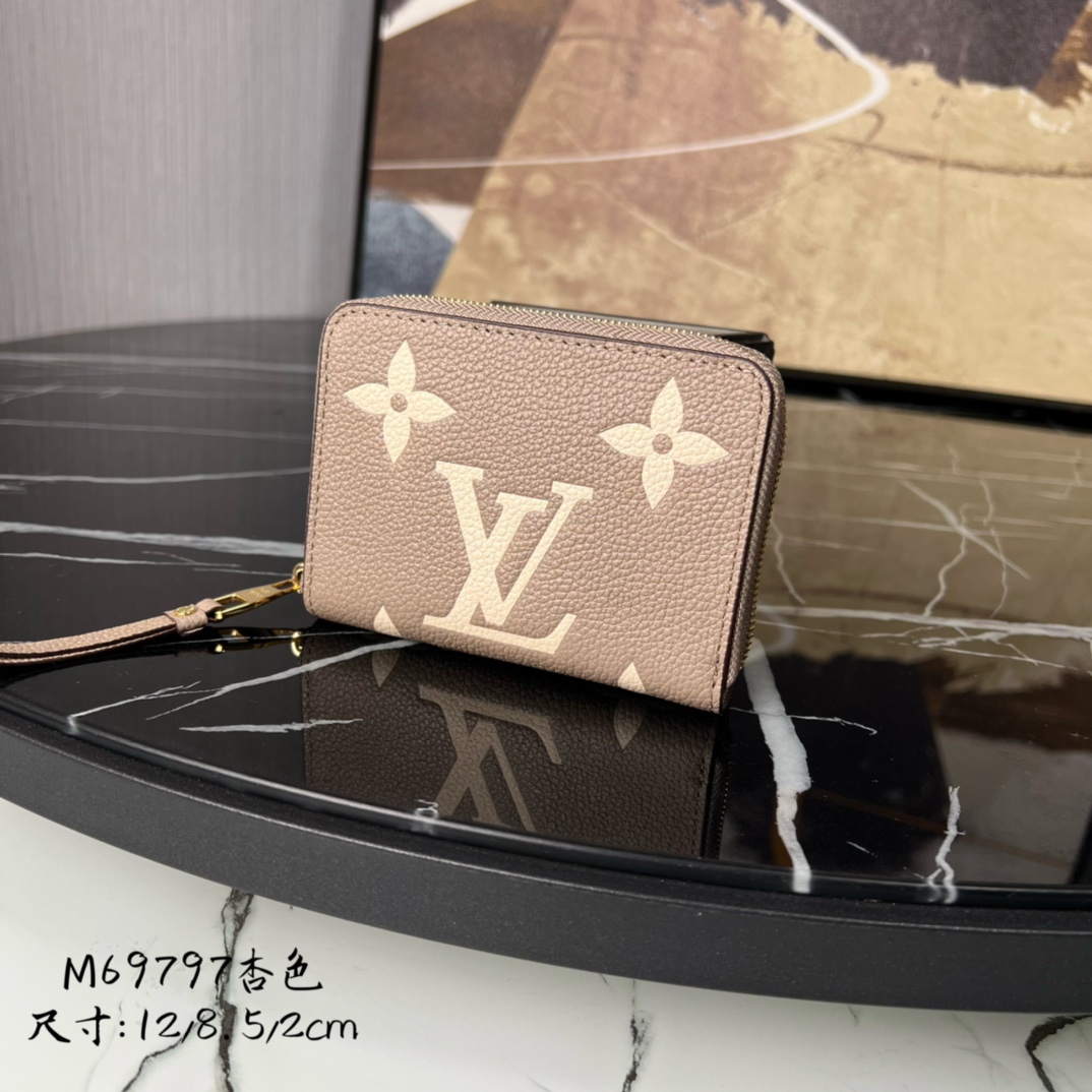  芯片版顶级原单 M69797杏色 本款 Zippy 零钱包取材 Monogram Empreinte 