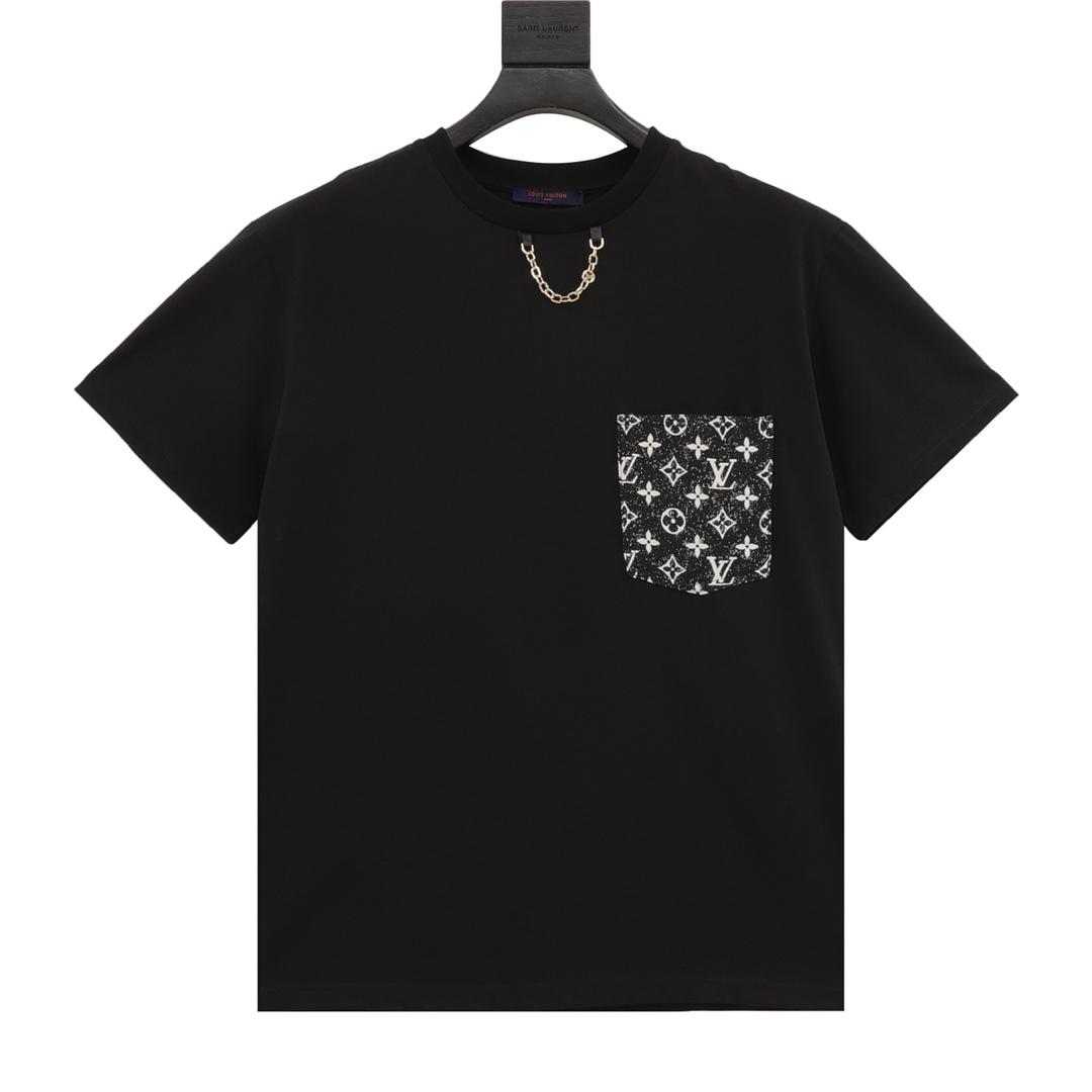 Louis Vuitton Clothing T-Shirt Highest Product Quality
 Black White Unisex Spring/Summer Collection Fashion Short Sleeve