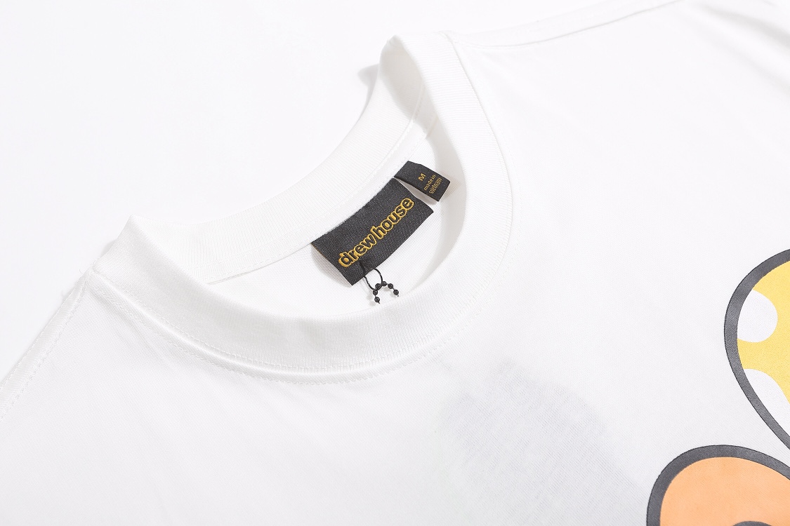 Drew House White Cotton T-shirt with Smiley Balloon Bear Design in Various Sizes - 图片 2