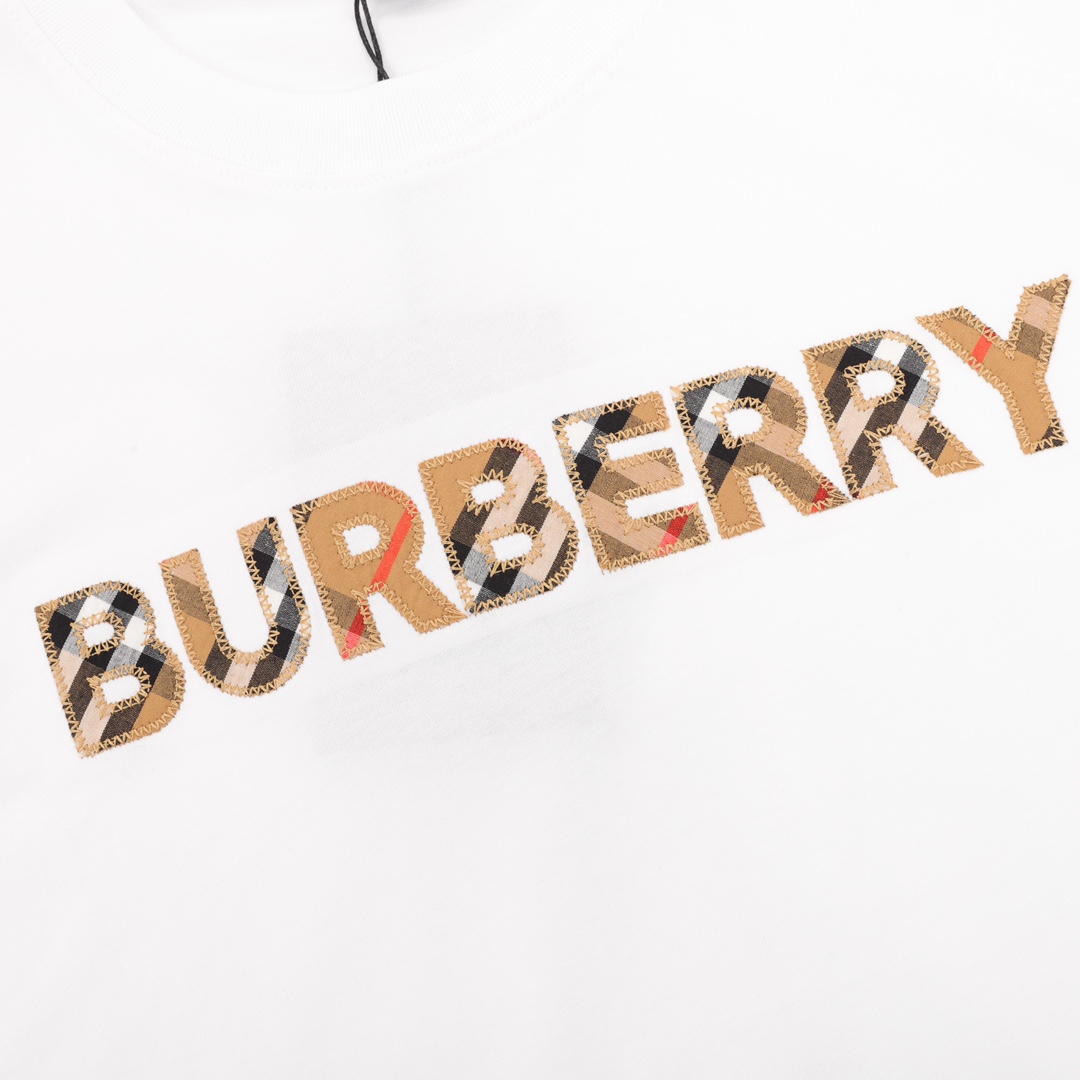 Burberry巴宝莉BBR 立体徽标刺绣格子短袖T恤