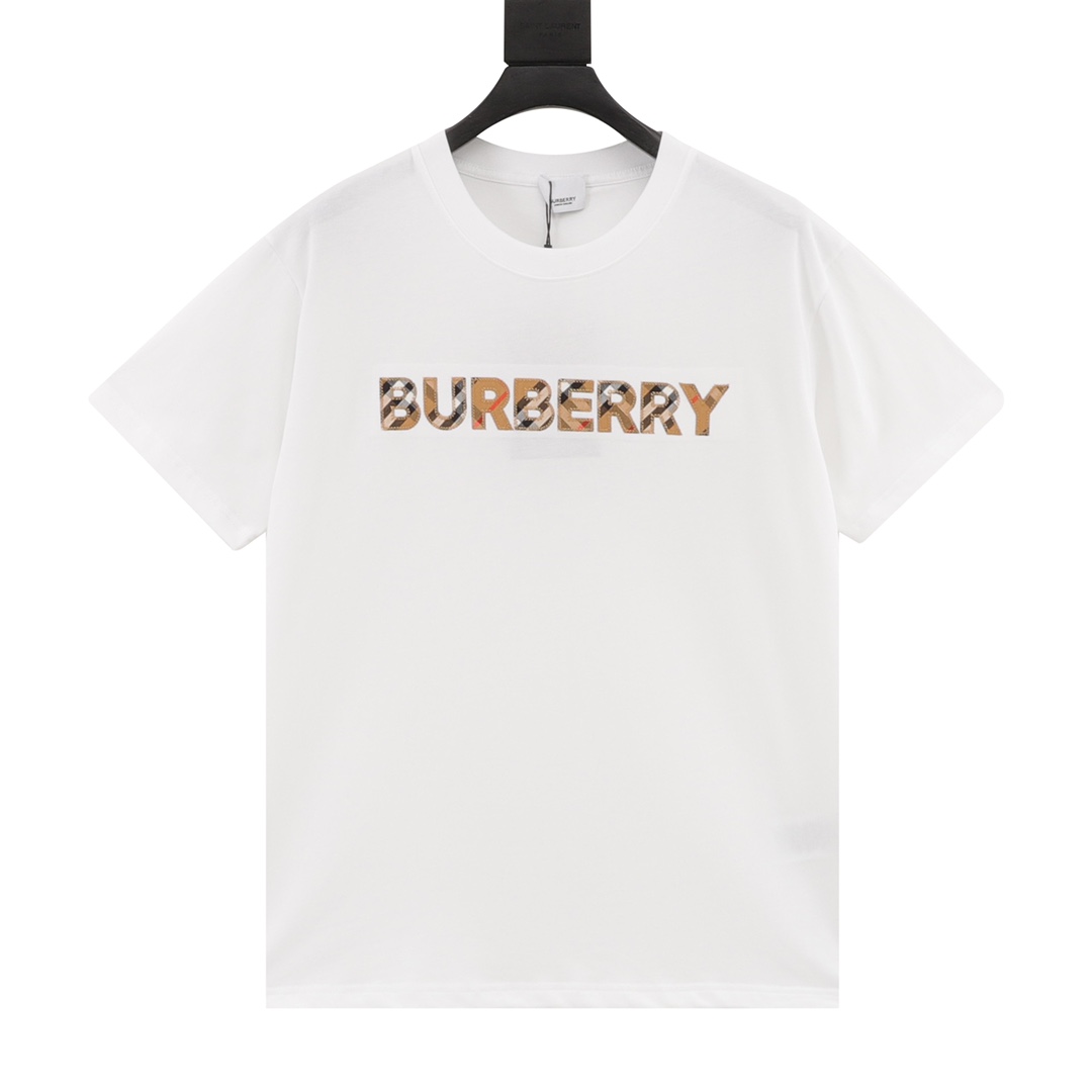 Burberry巴宝莉BBR 立体徽标刺绣格子短袖T恤