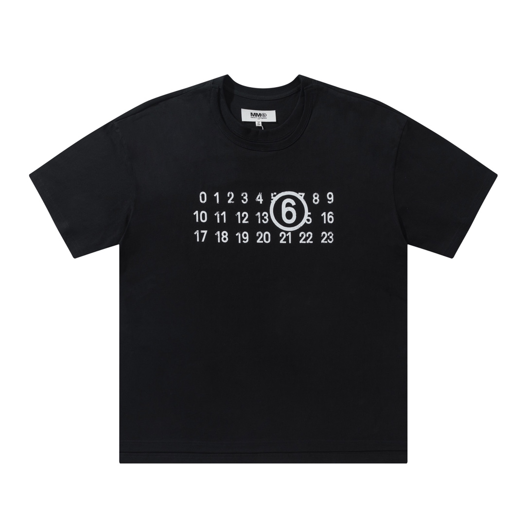 Margiela 2024 pre-primavera nueva MM6 camiseta de manga corta con diseño de doble cuello, tejido cepillado de 230 gramo…