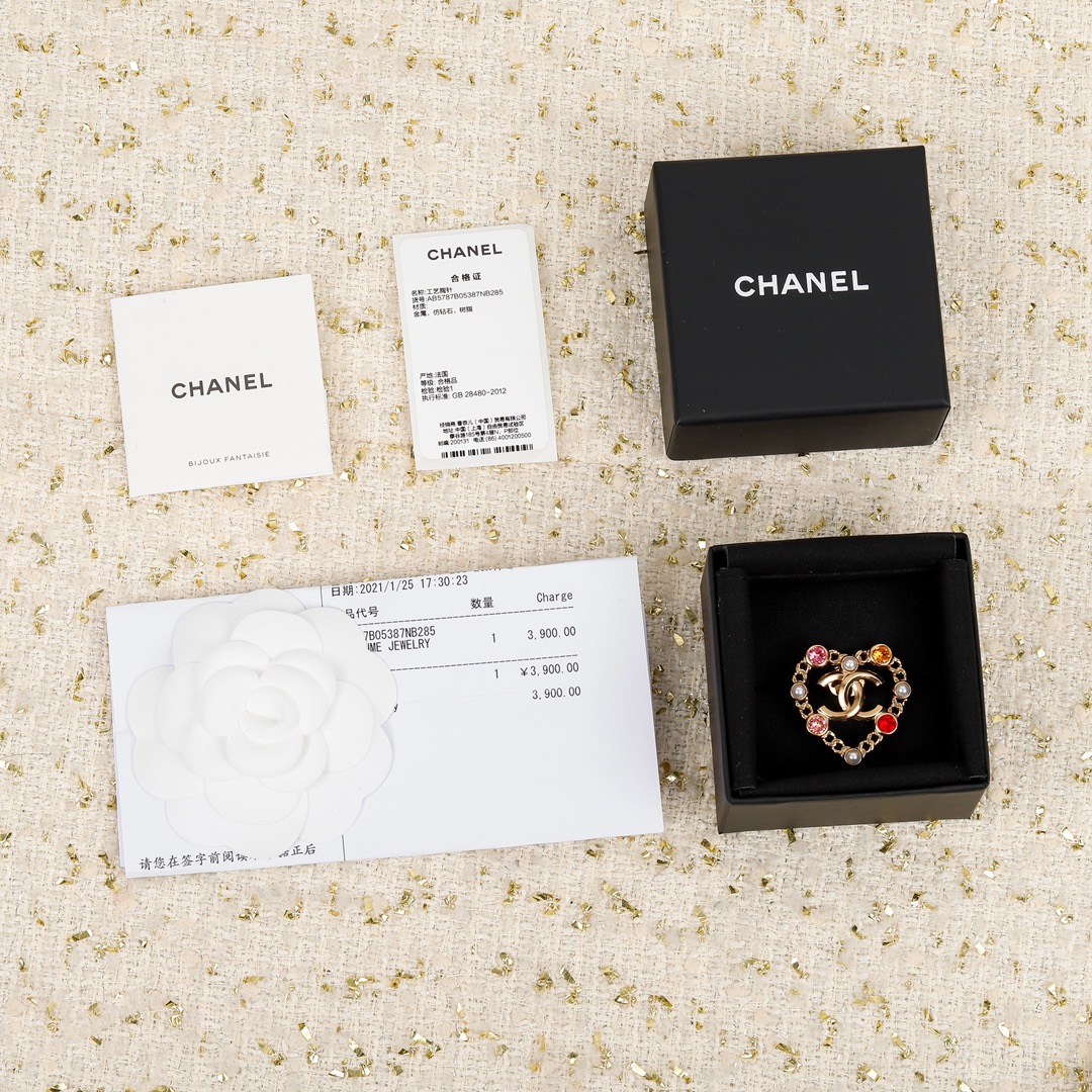 Chanel Jewelry Brooch Yellow Brass