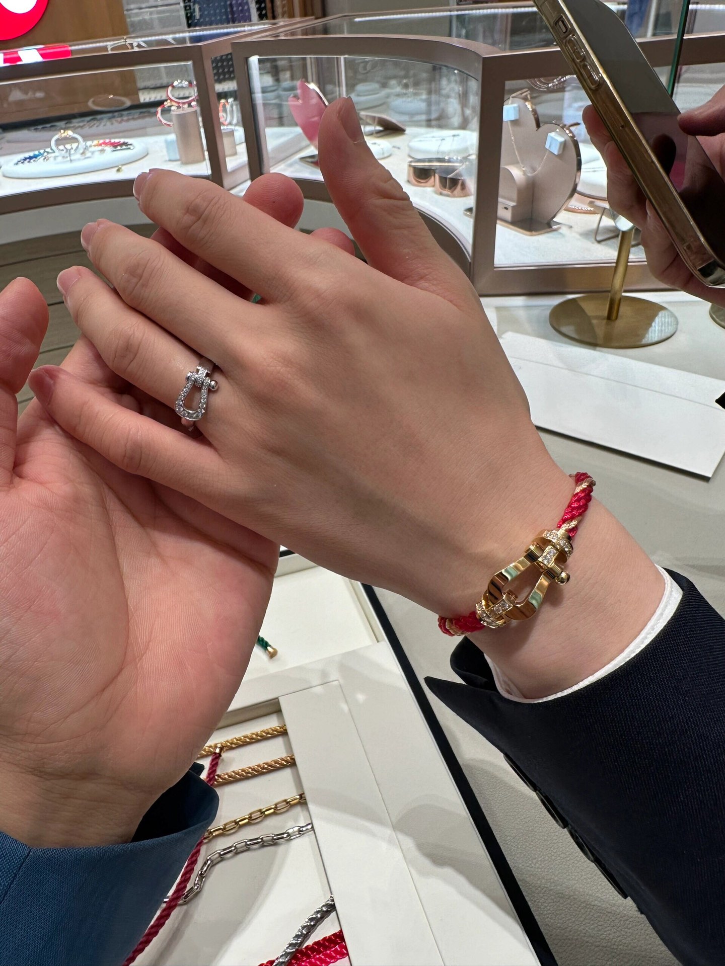 [Niche Series Jewelry]210542 [Our Product] Half Diamond Hand Rope Large size Z