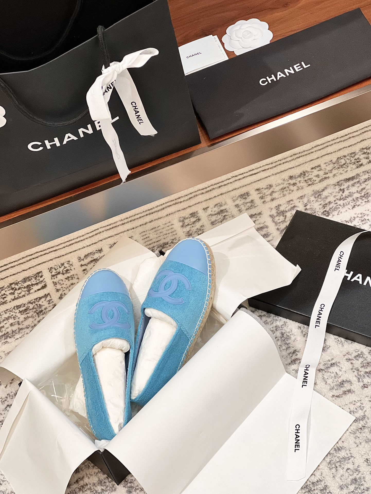 Chanel Shoes Espadrilles Frosted Rubber Sheepskin Silk Spring Collection