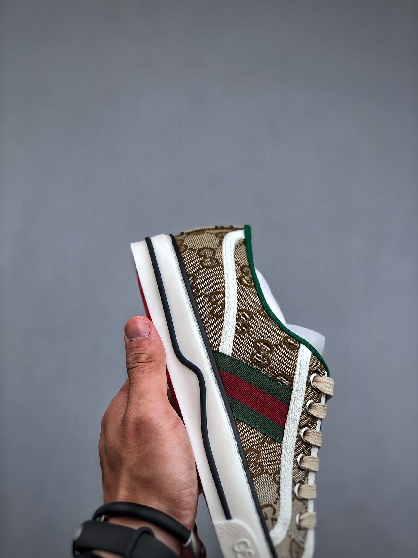 420 Gucci Tennis 1977 Print Sneaker古驰帆布印花复古休闲运动板鞋