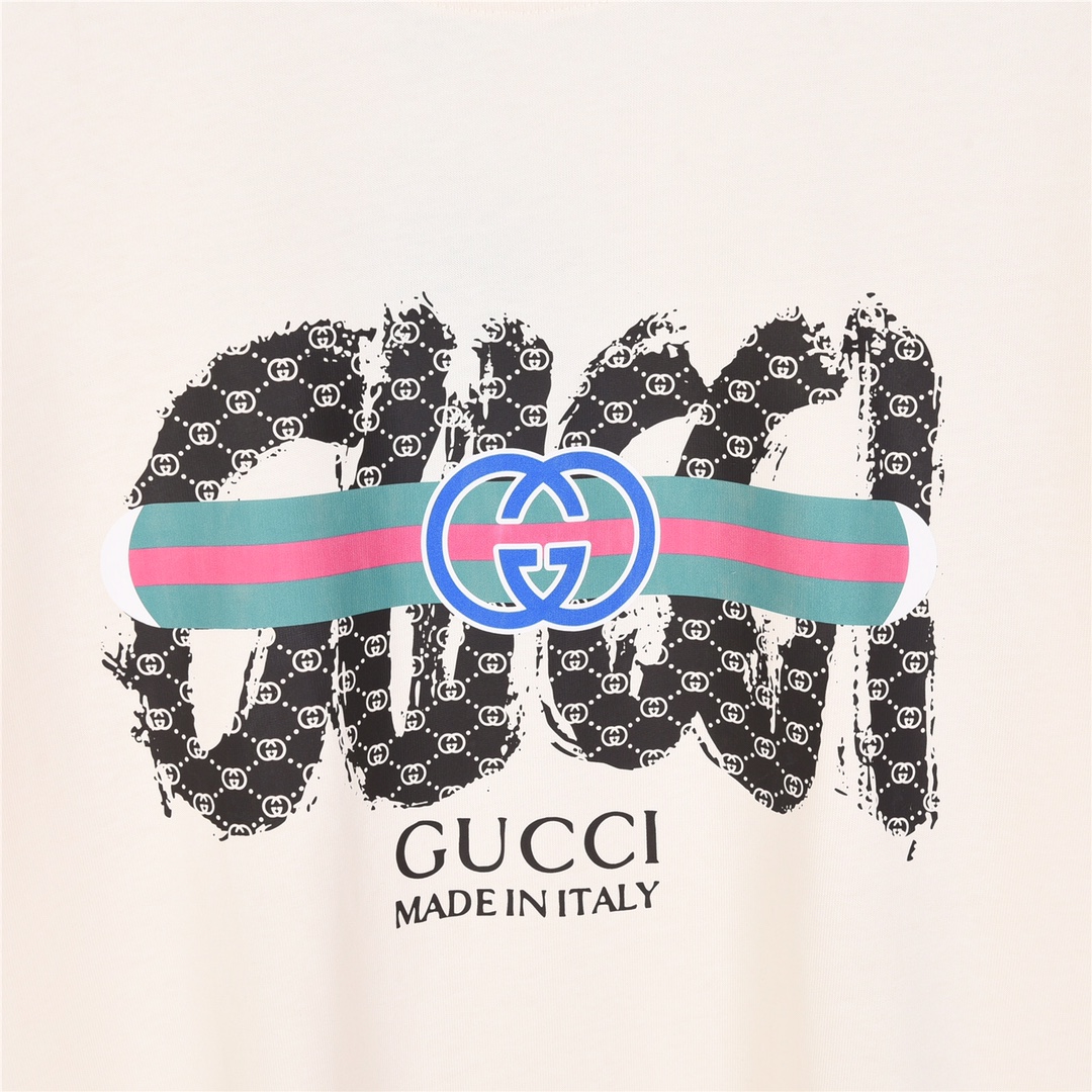 GUCCI 古驰24ss腰带双G字母印花短袖