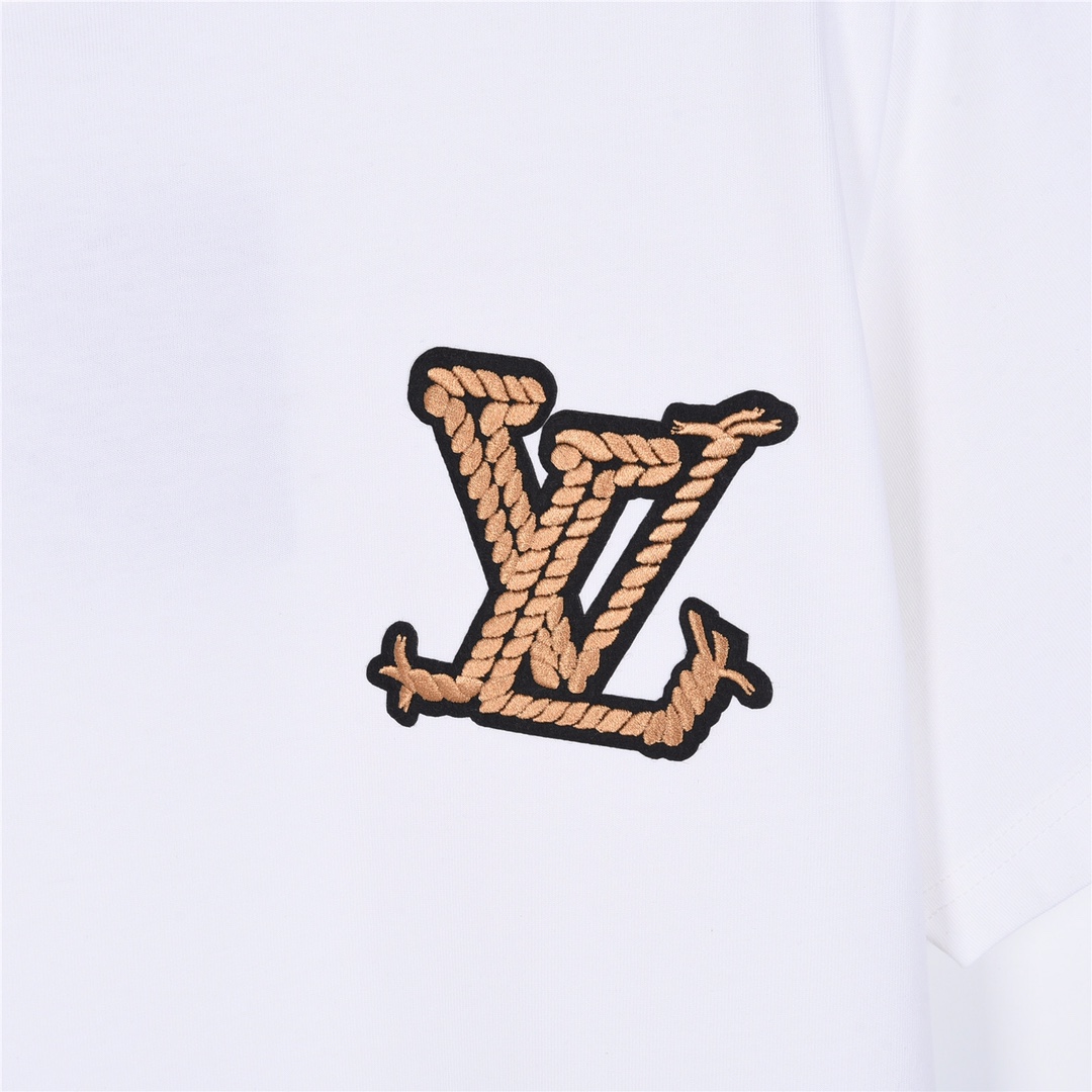 LOUISVUITTON路易威登24ss纽绳logo刺绣短袖