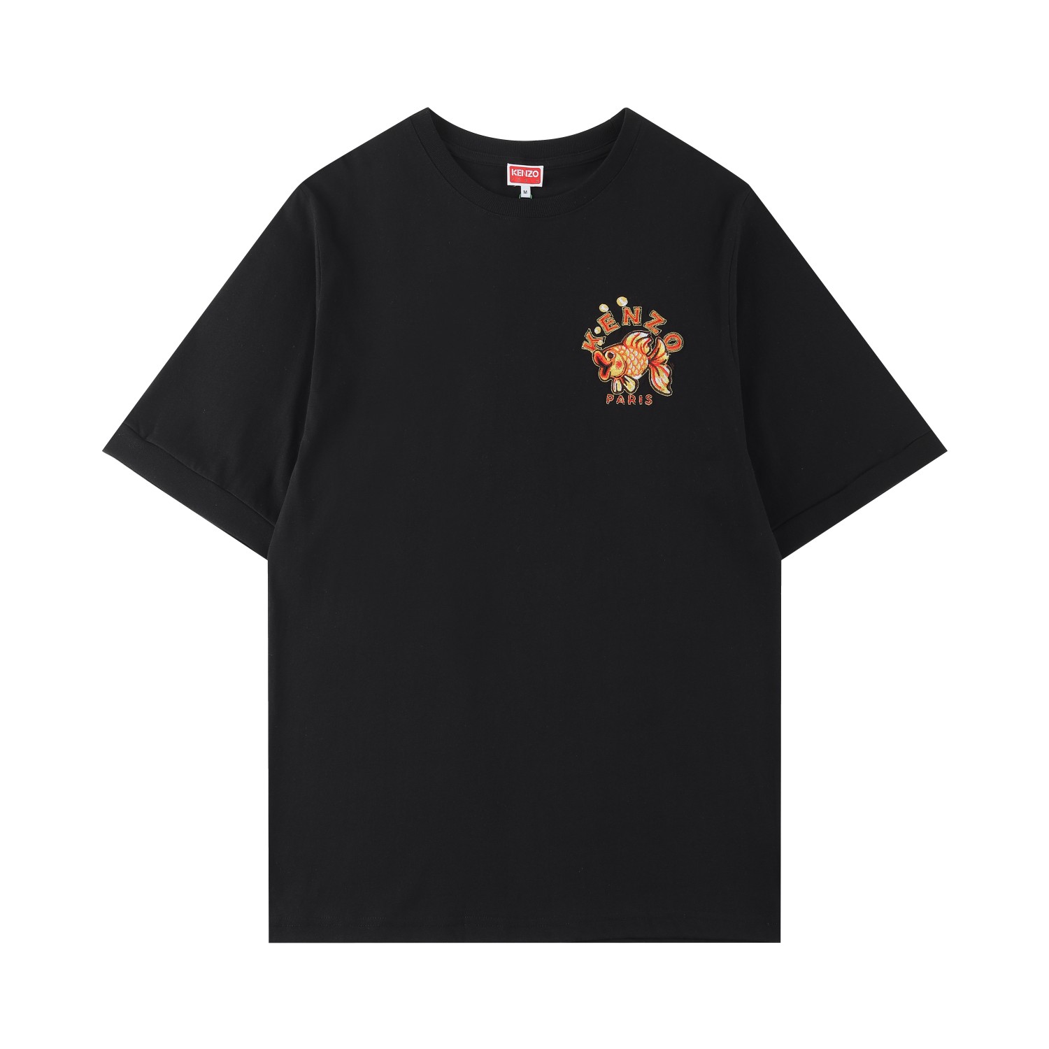 KENZ*2024SS primavera/verano camiseta de manga corta nueva, mascota Kingyo, pez dorado tradicional chino, bordado con h…