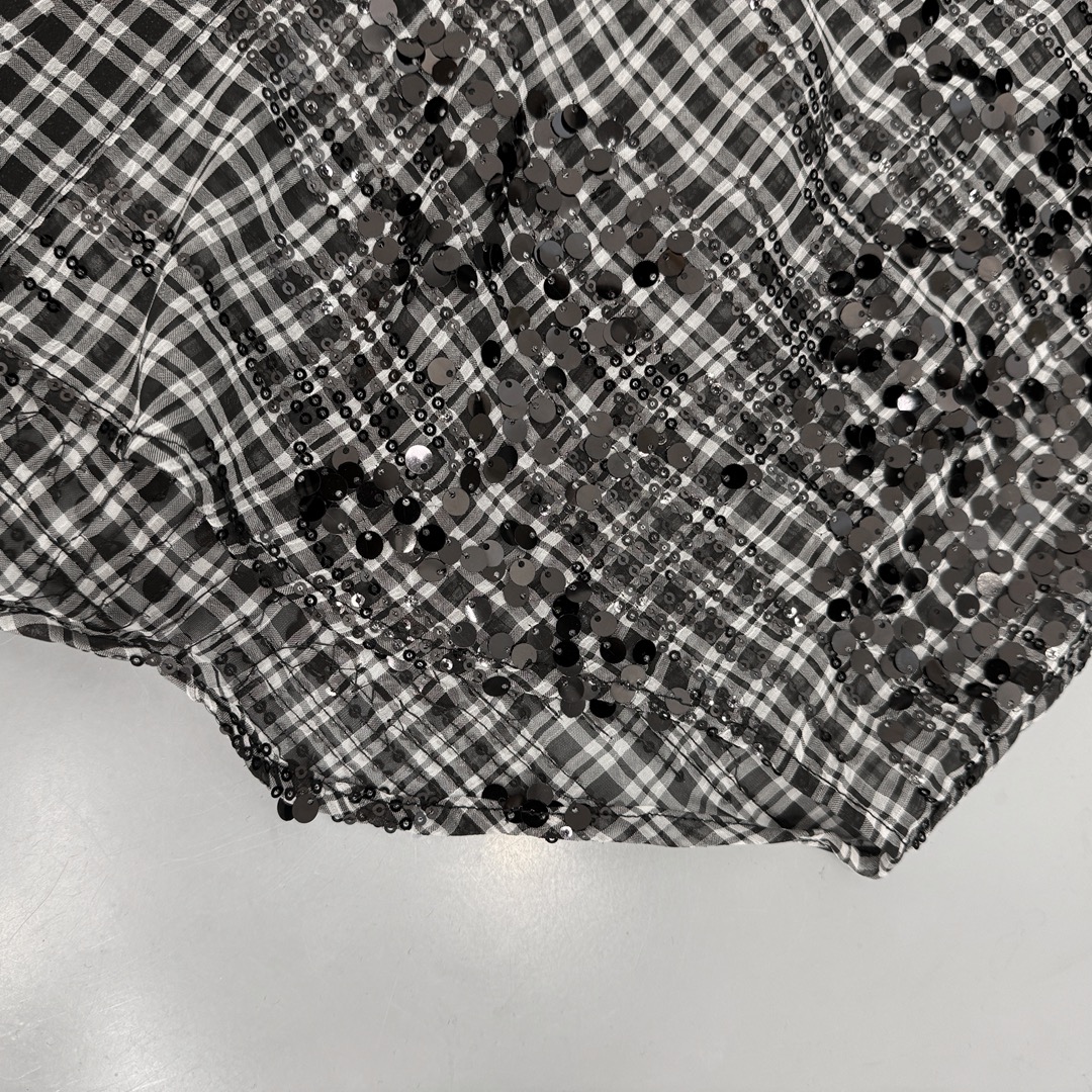 MM6新款衬衫进口再生纤维面料定织格纹微透质感透气舒适整身手工亮片珠绣精致优雅宽松版型不挑身材尺码Sml