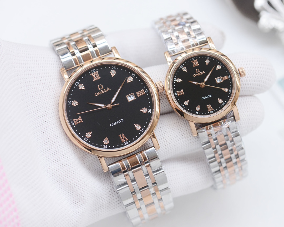 Omega-OMEGA Couple’s Wristwatch: White, Gold, Steel, Ceramic, Quality Assurance