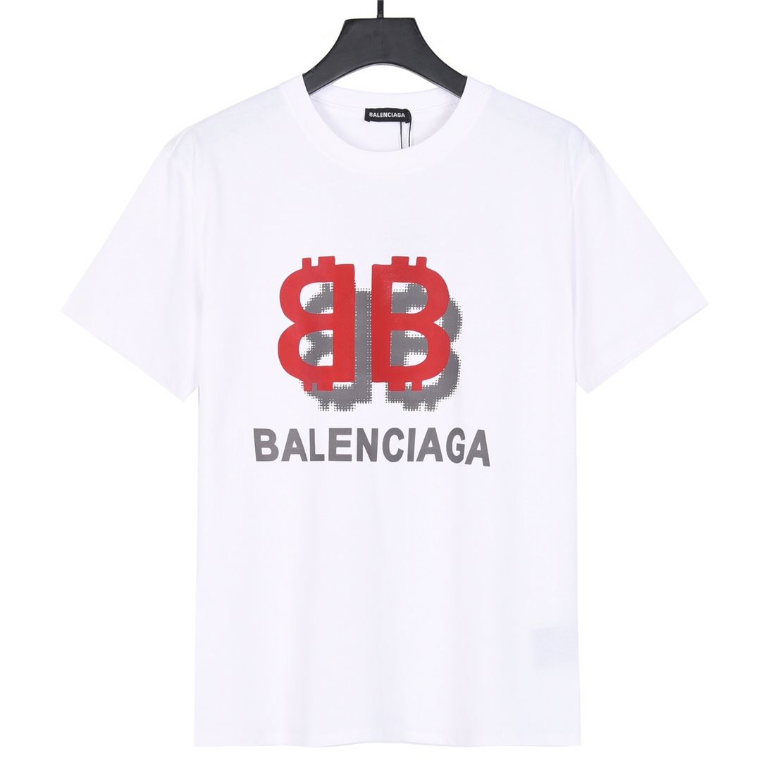 上新140 Balenciaga 巴黎世家24ss新款 双B重影短袖