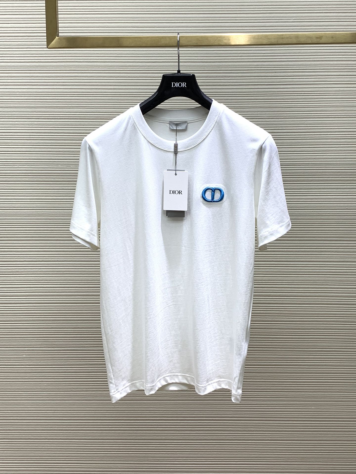 Dior Clothing T-Shirt Embroidery Summer Collection Fashion Short Sleeve