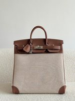 Hermes Birkin Bags Handbags Brown Coffee Color Silver Hardware Canvas HACP400650