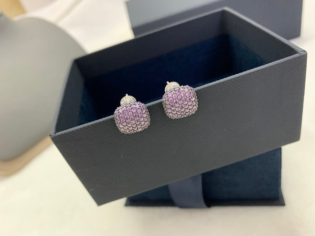 APmMonaco紫色方形耳环简约高贵时尚耳饰生日礼物