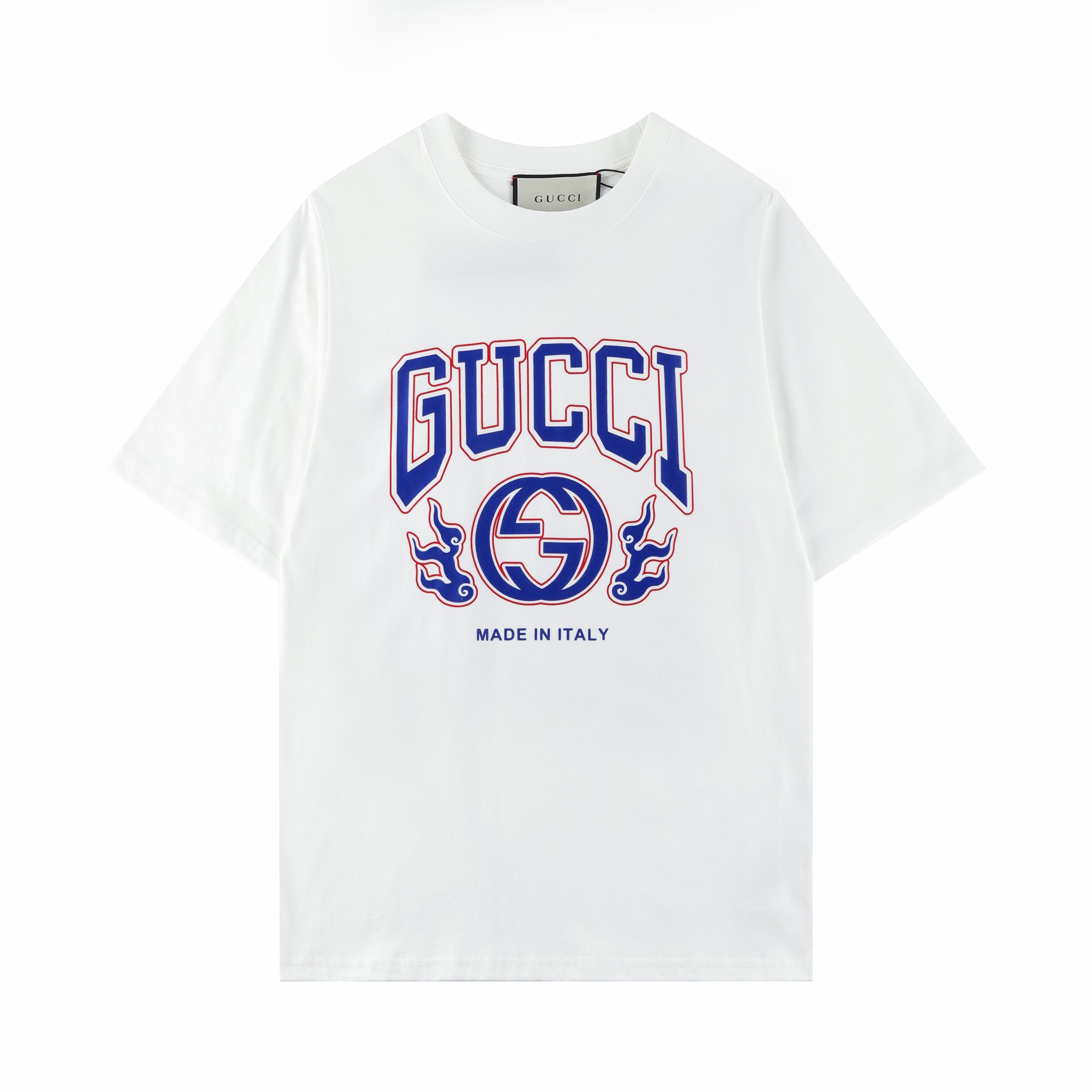 GUCC古*2024SS primavera/verano camiseta de manga corta nueva, edición limitada año del dragón, estampado digital de nube…