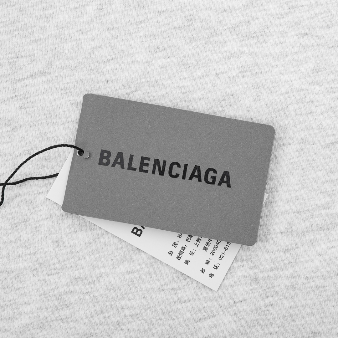 Balenciaga巴黎世家 双环反向印花圆领短袖