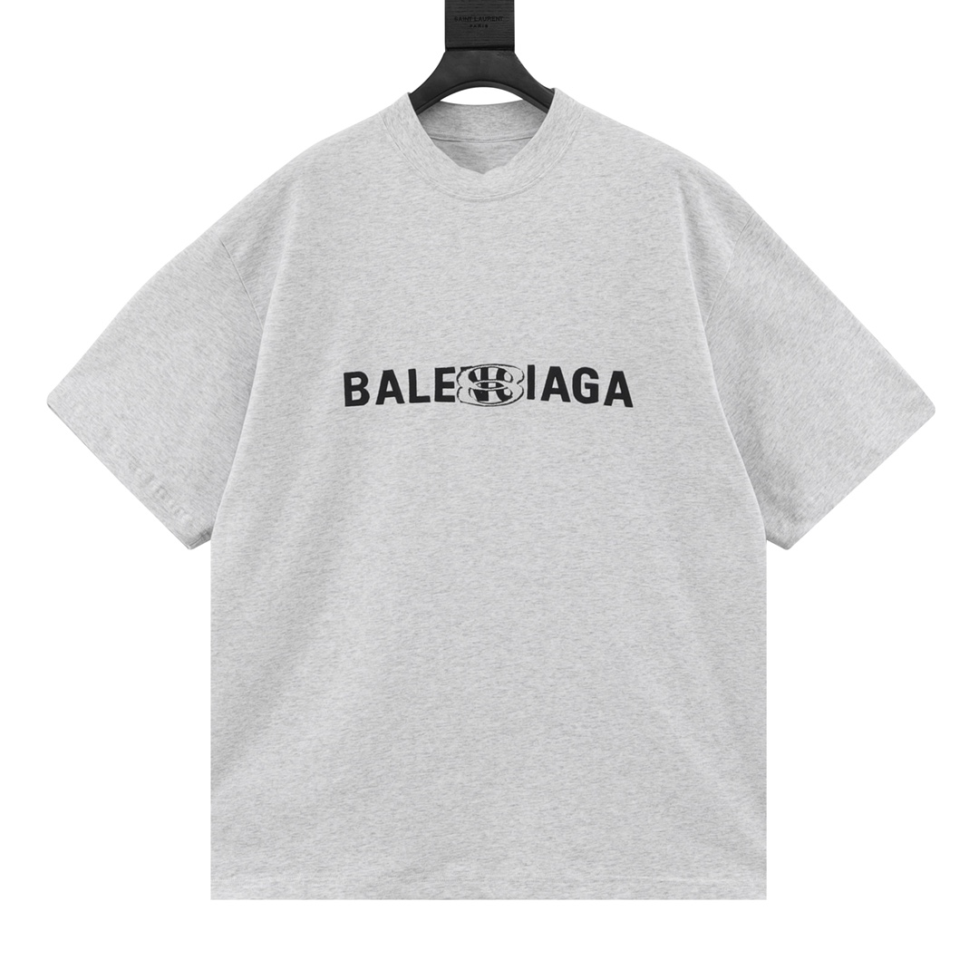 Balenciaga巴黎世家 双环反向印花圆领短袖