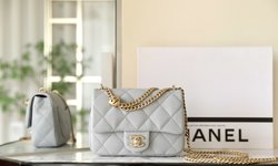 Replica
 Chanel Classic Flap Bag Crossbody & Shoulder Bags Grey Light Gray Calfskin Cowhide Vintage