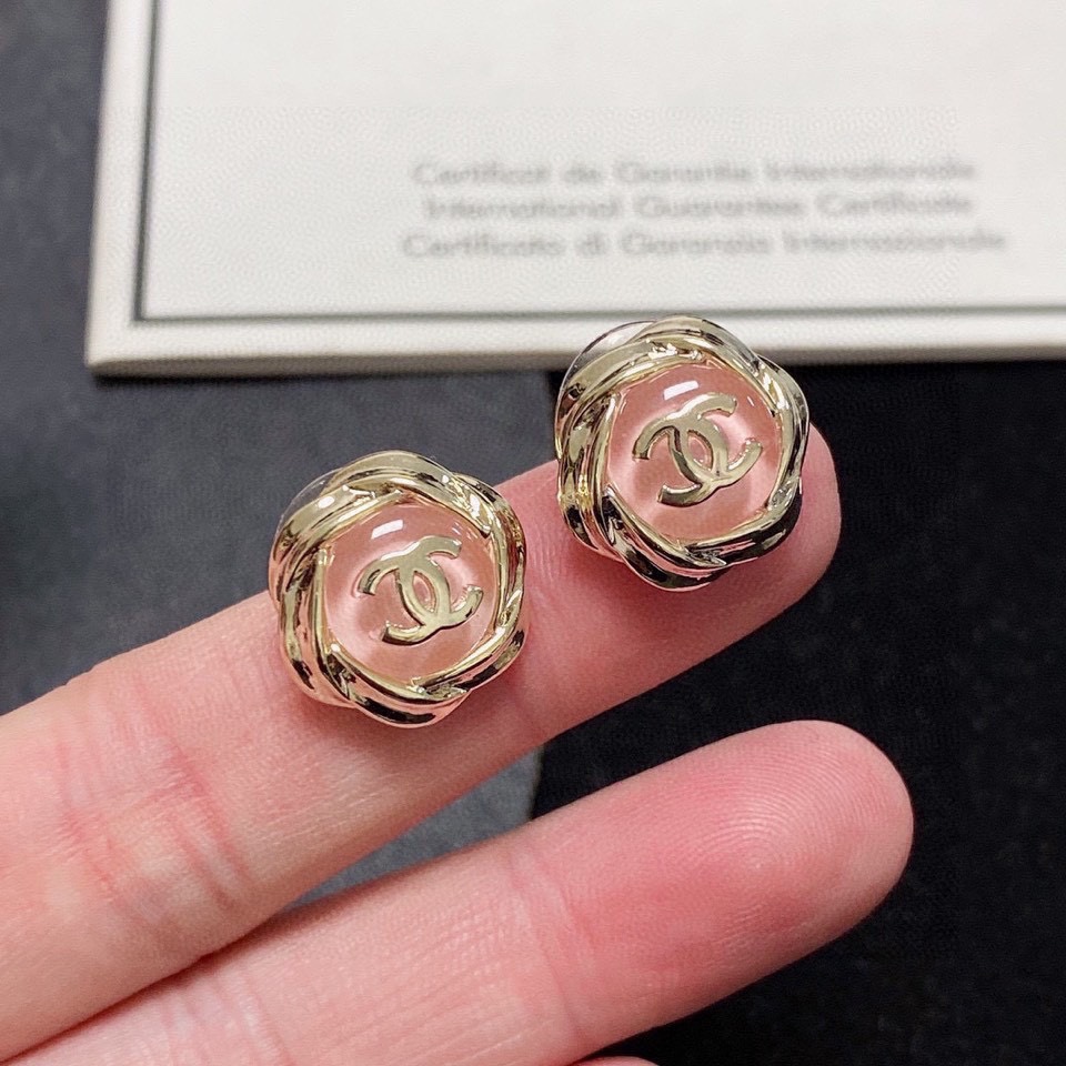 Chanel Replica
 Jewelry Earring Pink Yellow Brass Fashion