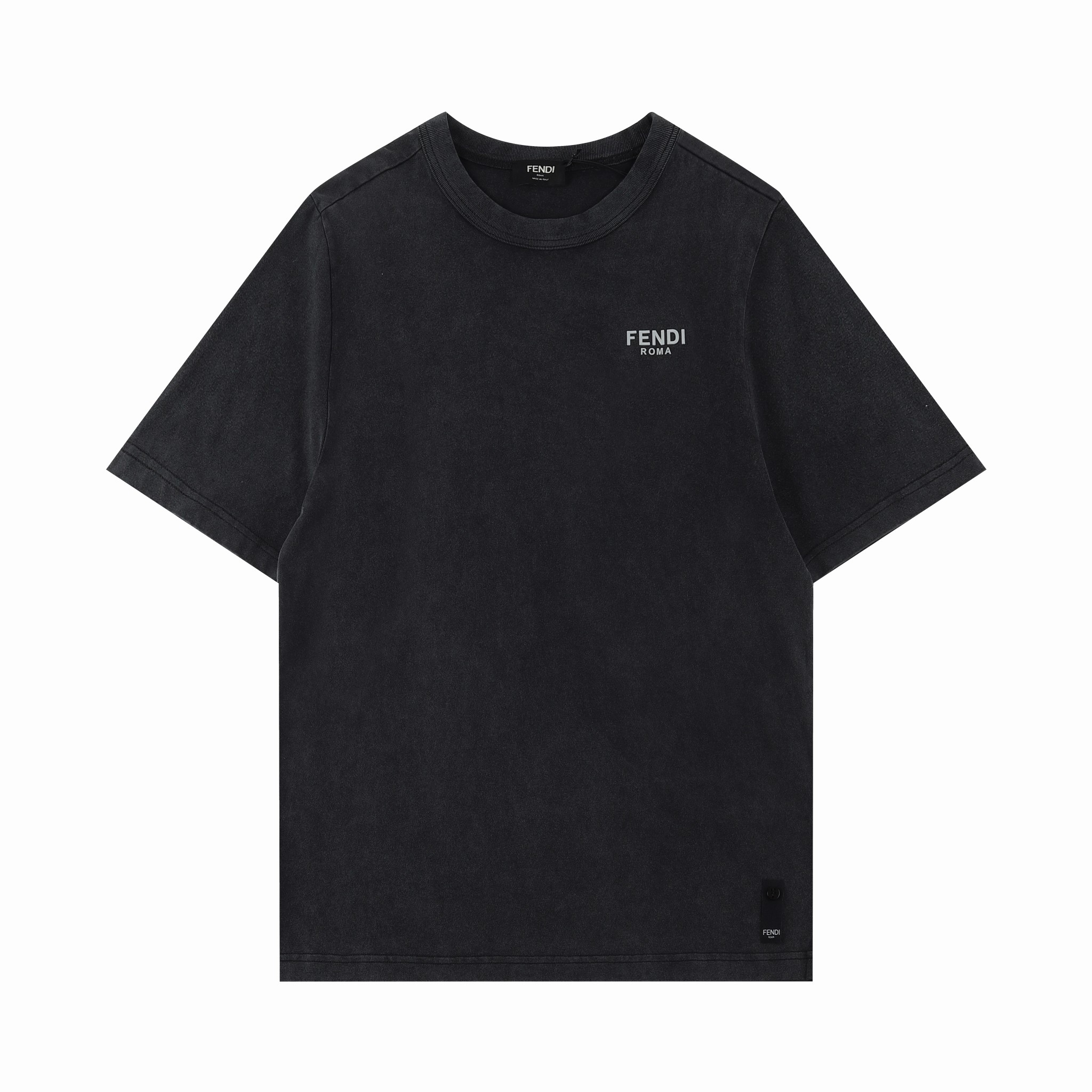 FEND Fen*2024SS camiseta de manga corta nueva de primavera/verano, letras 3D con presión sin costura, efecto lavado a l…