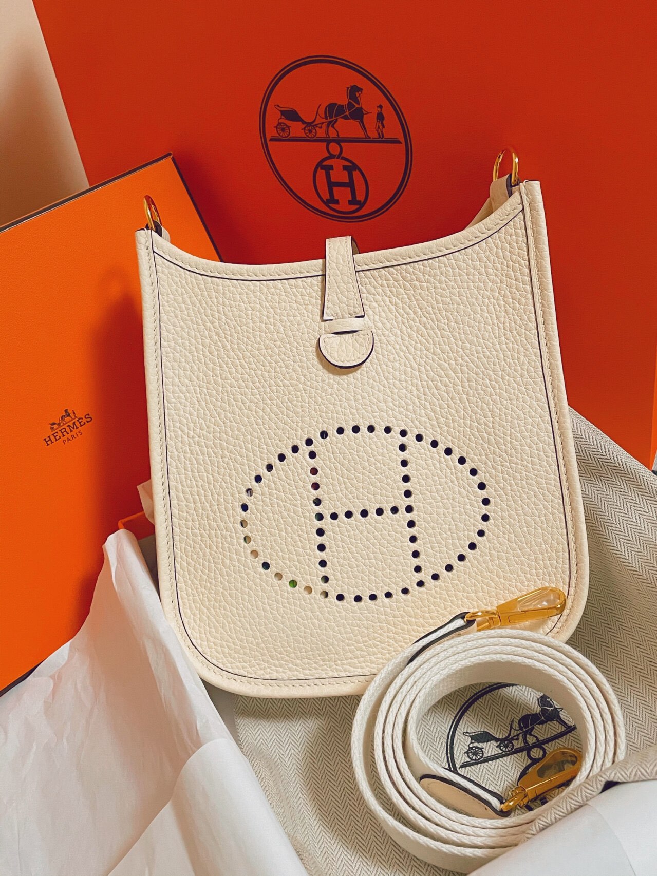 Hermes Evelyne Sacs À Bandoulière & À Épaule Blanc Mini