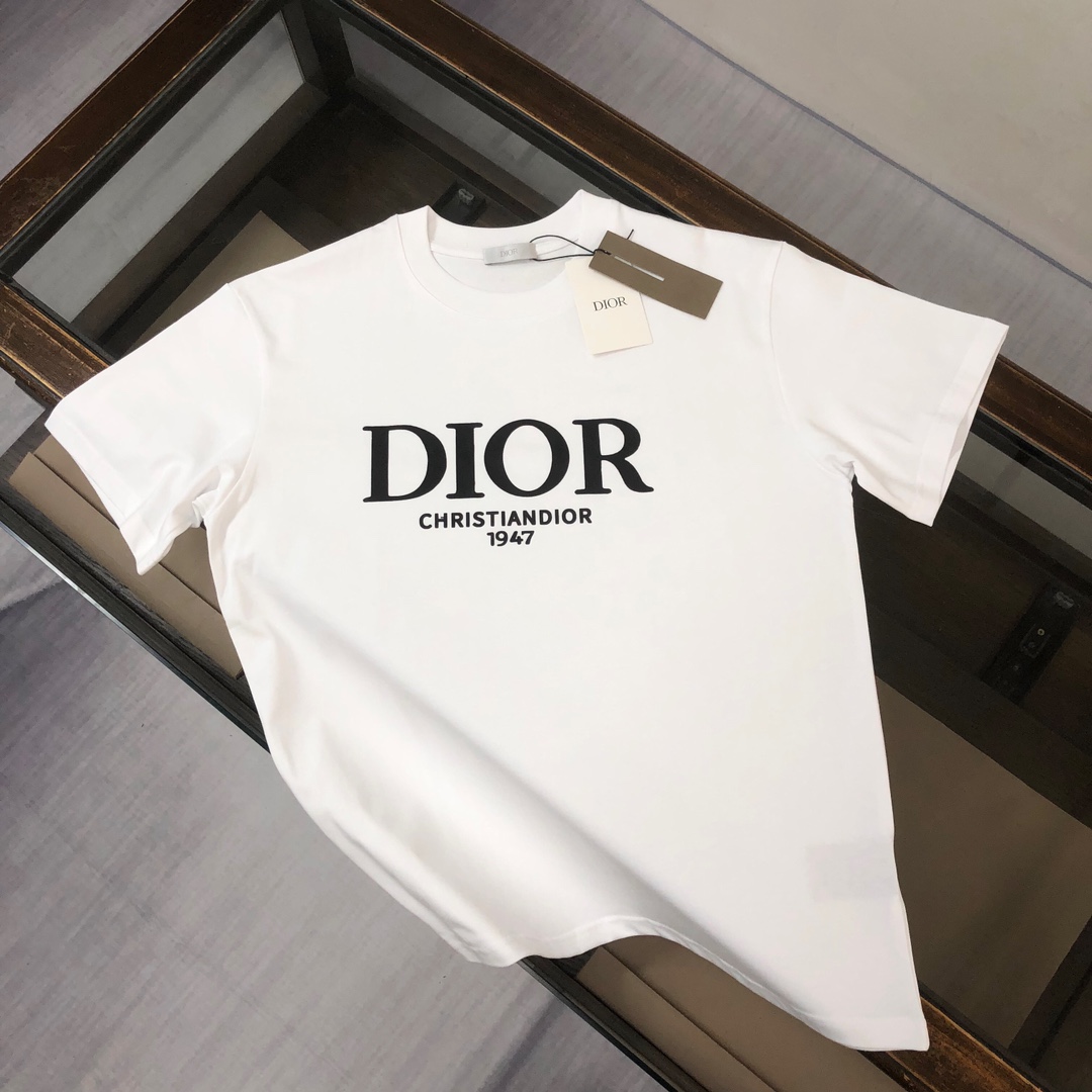 Dior Sale
 Clothing T-Shirt Black Grey White Printing Spring/Summer Collection Fashion Short Sleeve
