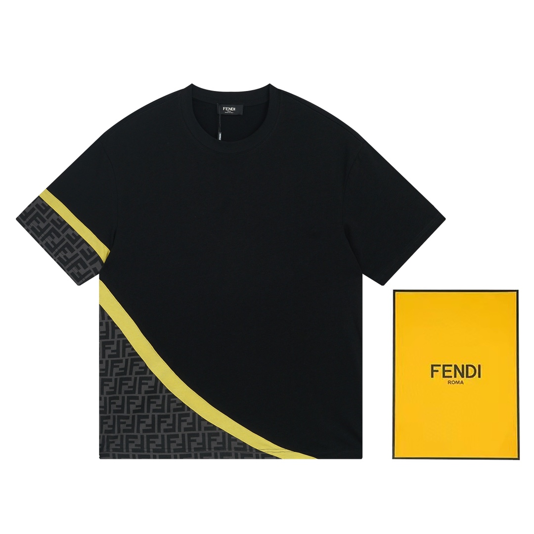 FENDI FEFFEDE COMPLETE ALL OVER F-printed T-sleeves in 260g dry fabric. - 图片 1