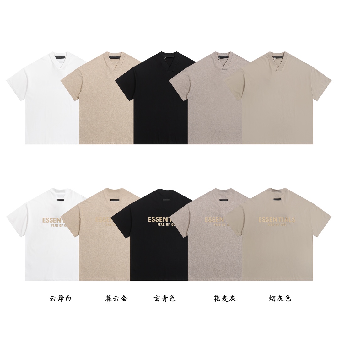 FEAR OF GOD FOG复线ESSENTIALS美式高街V领纯棉短袖T恤
款号：E231...